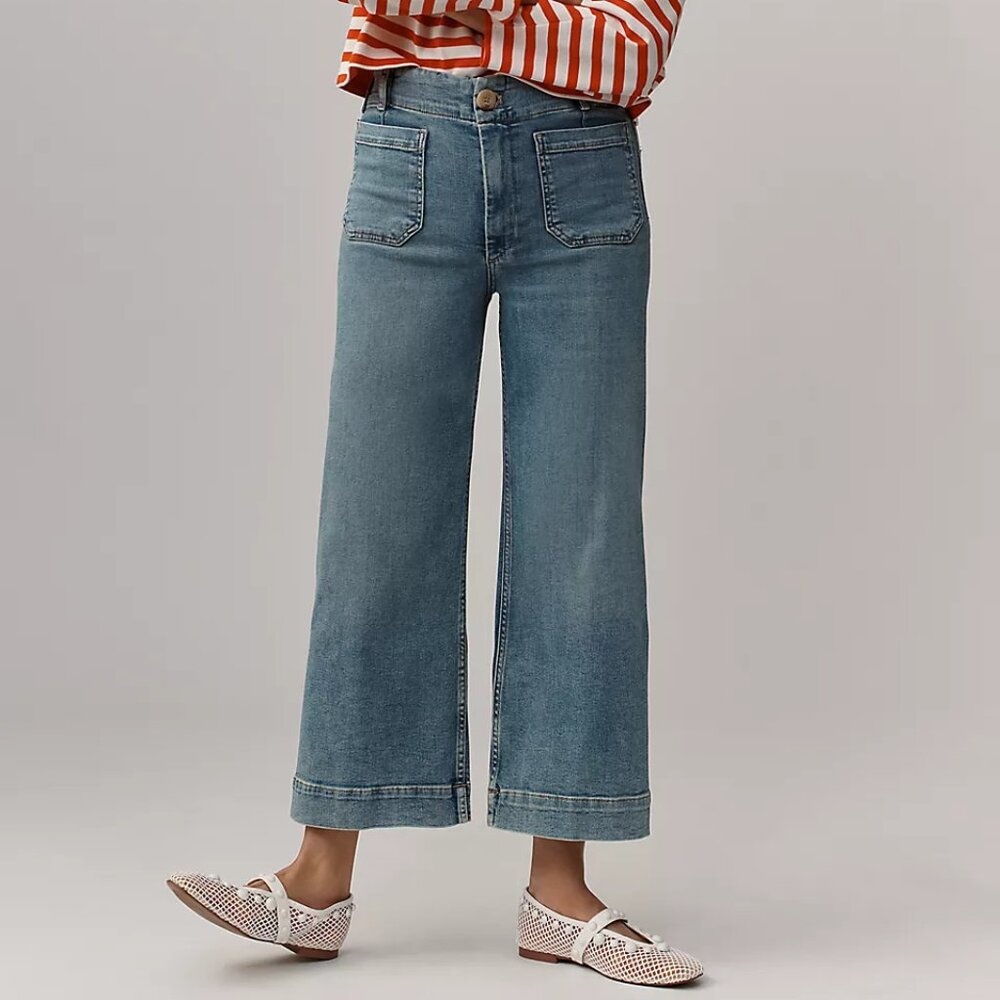 Anthropologie Colette Crop High-Rise Wide-Leg Jeans by Maeve